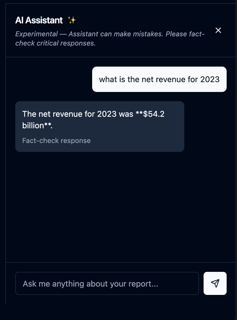 Investor submitting a question to the LLM