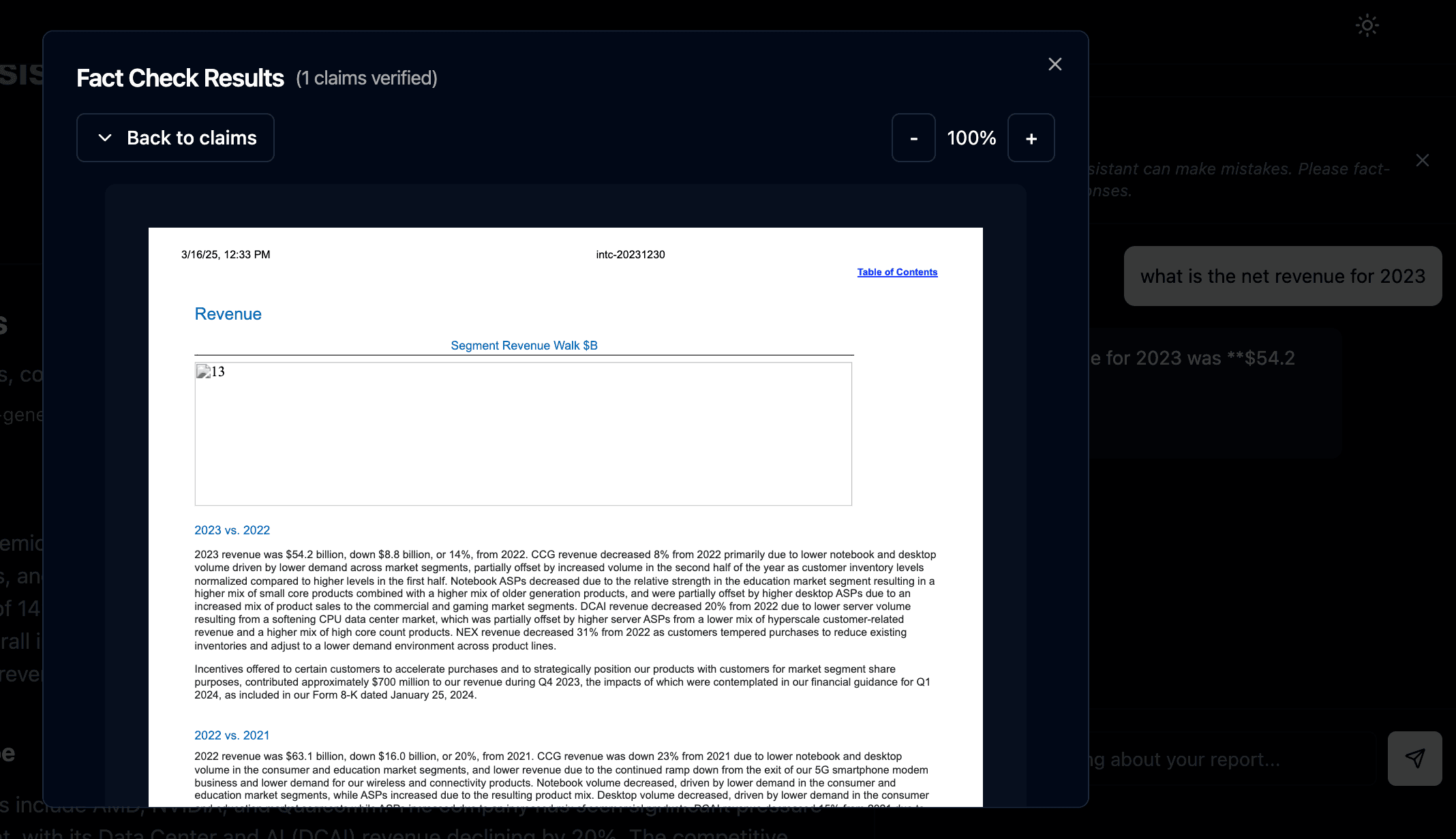 Document view with highlighted evidence