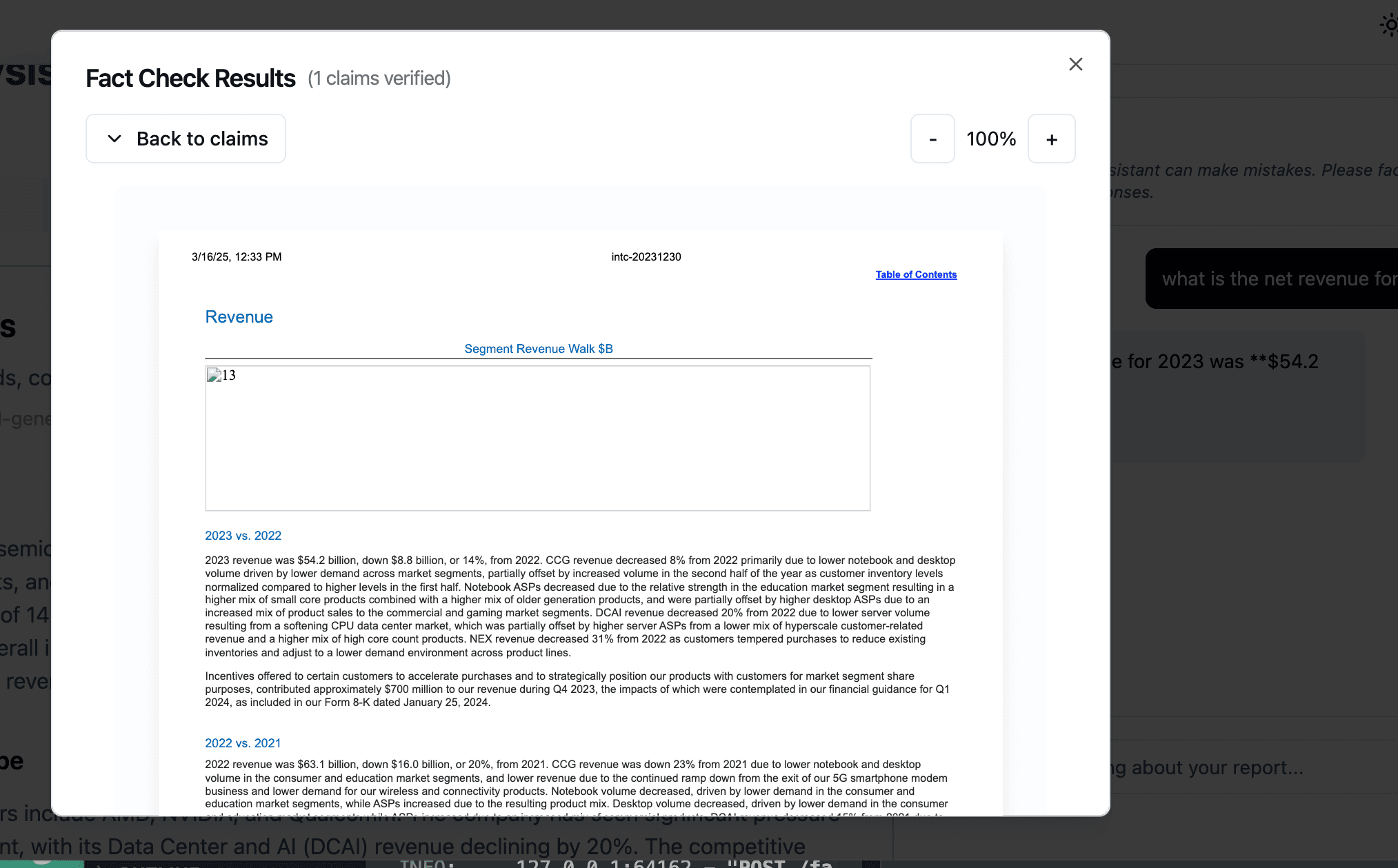 Document view with highlighted evidence